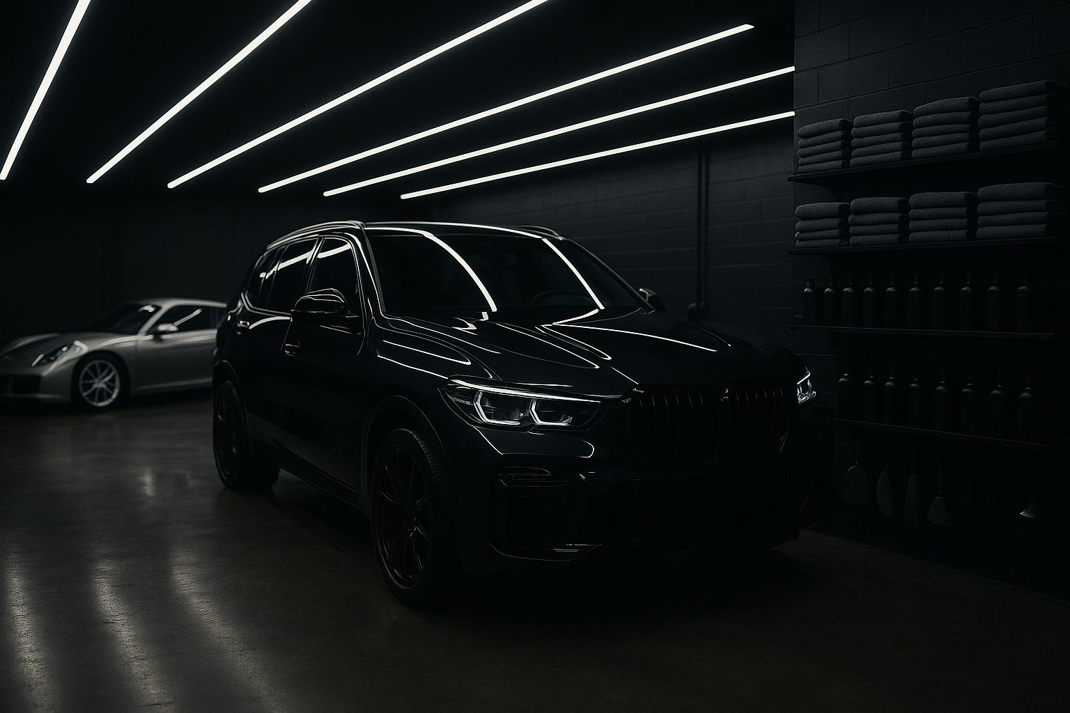 Studio de detailing automobile a Toulouse, vue de l'atelier equipe
